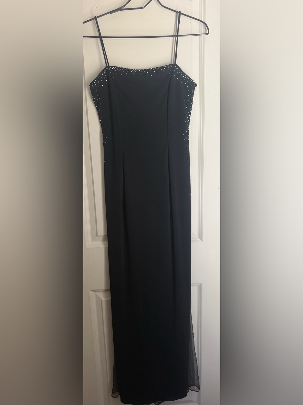 Vintage CAM CAM Embellished nigh maxi dress formal side sheer ruffle tule spring